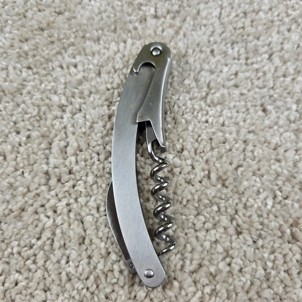 Promotional Wine Opener Silver Stainless Steel Waiter's Corkscrew Foil‎ Cutter